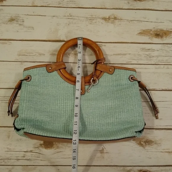 Fossil Woven Rattan Soft Seafoam Green Satchel Bag - Picture 8 of 16